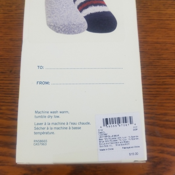 Tucker Tate Crew Socks Bear Cozy Butter 2 Pair M/L - Picture 5 of 6